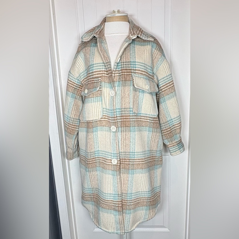 Lime and Chili Long Plaid Shacket size S/M